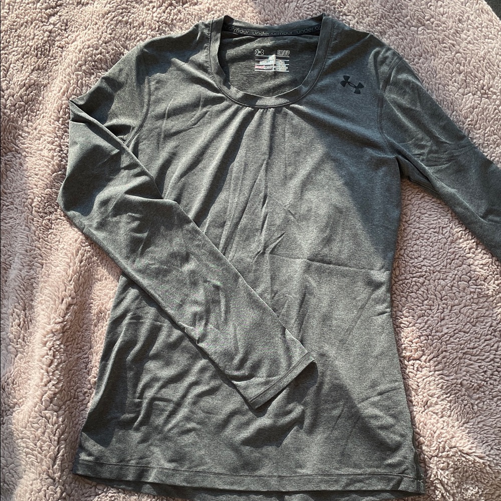 Under Armour Women's Heather Charcoal Grey Long Sleeve HeatGear Tee